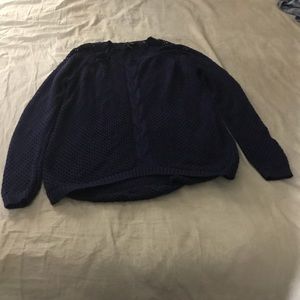 Navy blue perforated sweater.